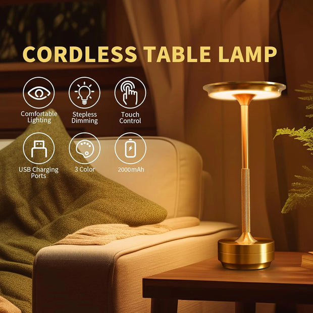 Wireless LED Table Lamp – Touch Sensor, Rechargeable Night Light