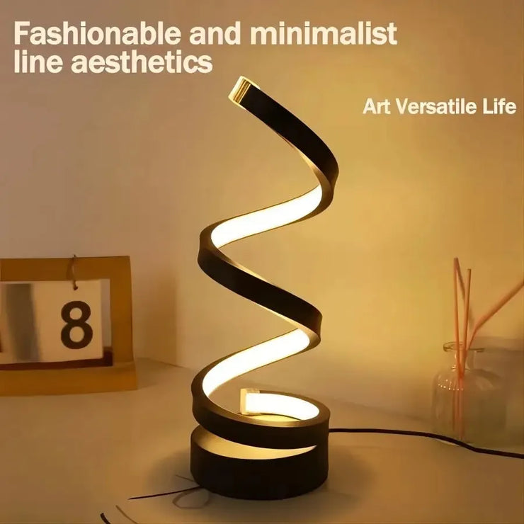 LED Dimmable Table Lamp – Modern Spiral for Bedroom & Living Room