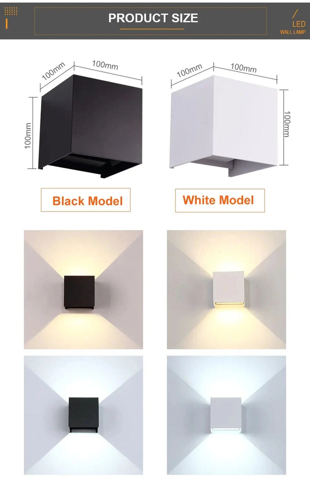 6W/12W LED Wall Light – Waterproof, Modern Nordic Design