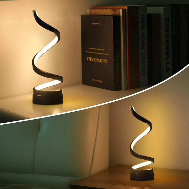 LED Dimmable Table Lamp – Modern Spiral for Bedroom & Living Room