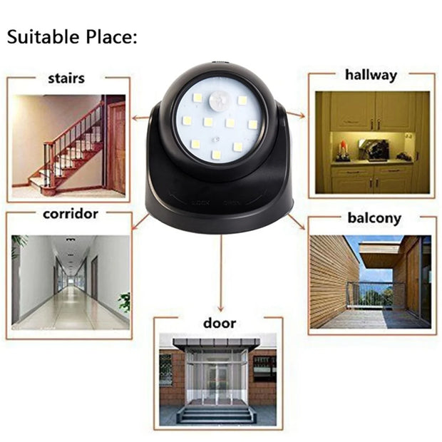 LED Motion Sensor Wall Light – Energy-Saving & 360° Rotating