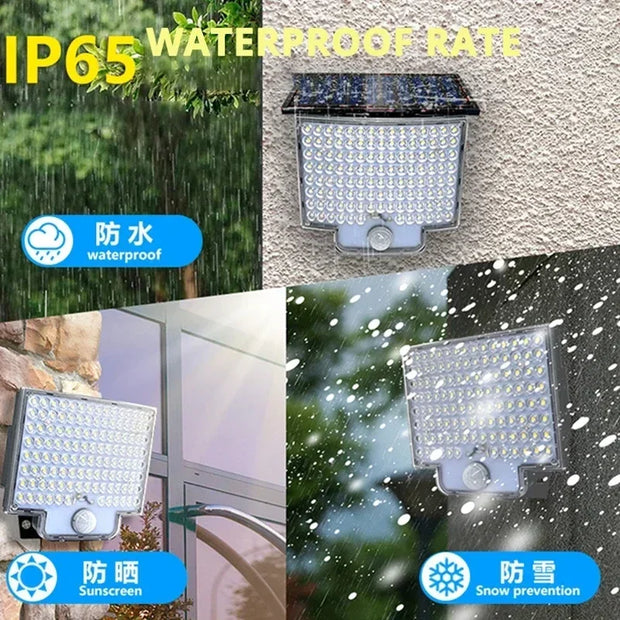 Waterproof 106LED Solar Light – 3 Modes for Garden & Garage