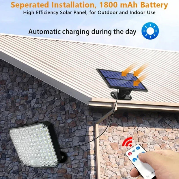 Waterproof 106LED Solar Light – 3 Modes for Garden & Garage
