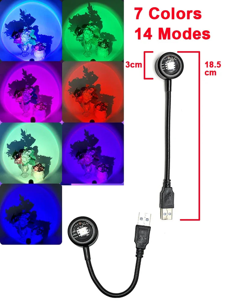 Sunset Projection Lamp – USB LED, Bedroom & Photography