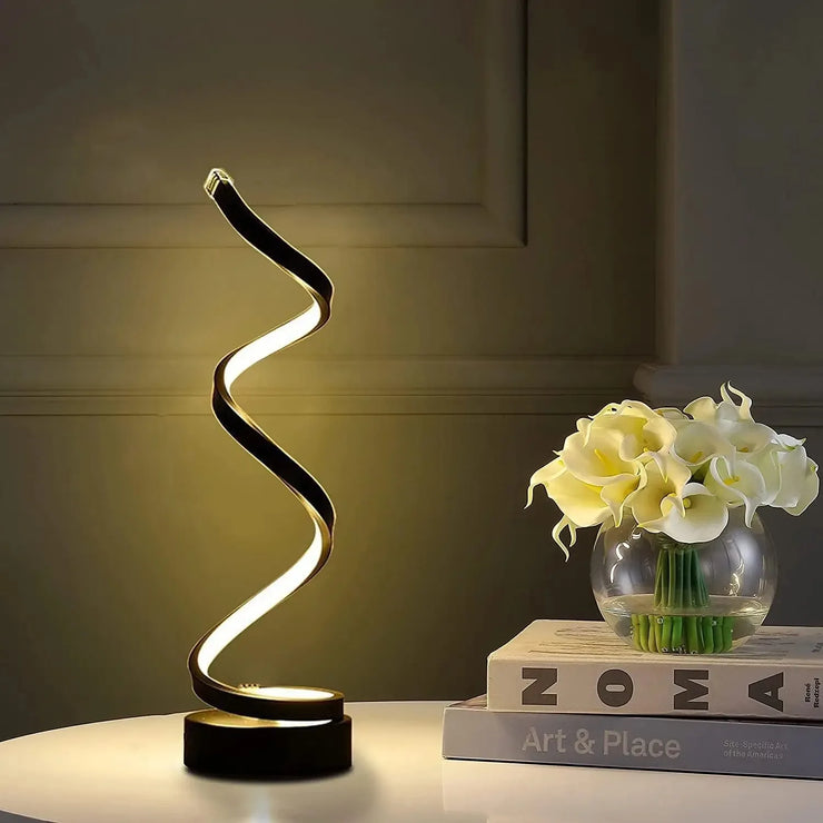 LED Dimmable Table Lamp – Modern Spiral for Bedroom & Living Room